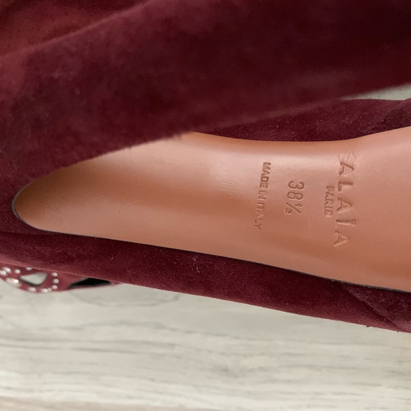 Alaia burgundy suede studded grommet rivet cutout - Picture 8 of 8